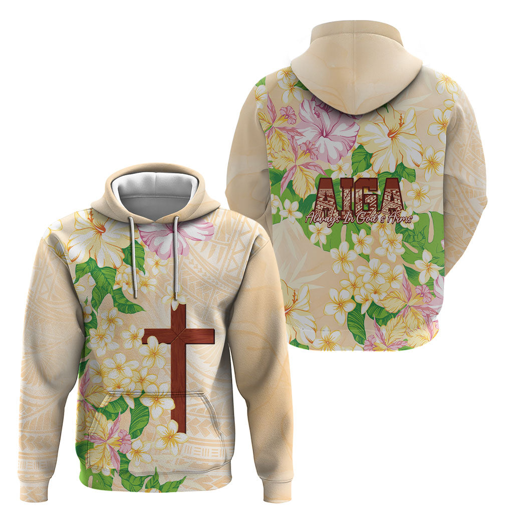 Samoa AIGA Floral Theme Hoodie Always In God's Arms LT7 - Polynesian Pride