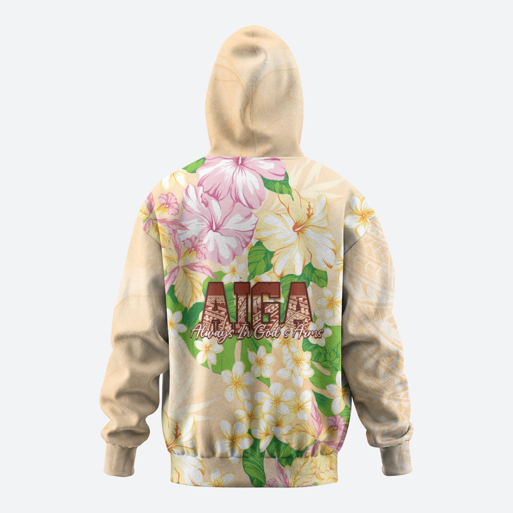 Samoa AIGA Floral Theme Hoodie Always In God's Arms LT7 - Polynesian Pride