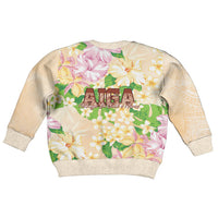 Samoa AIGA Floral Theme Kid Ugly Christmas Sweater Always In God's Arms LT7 - Polynesian Pride