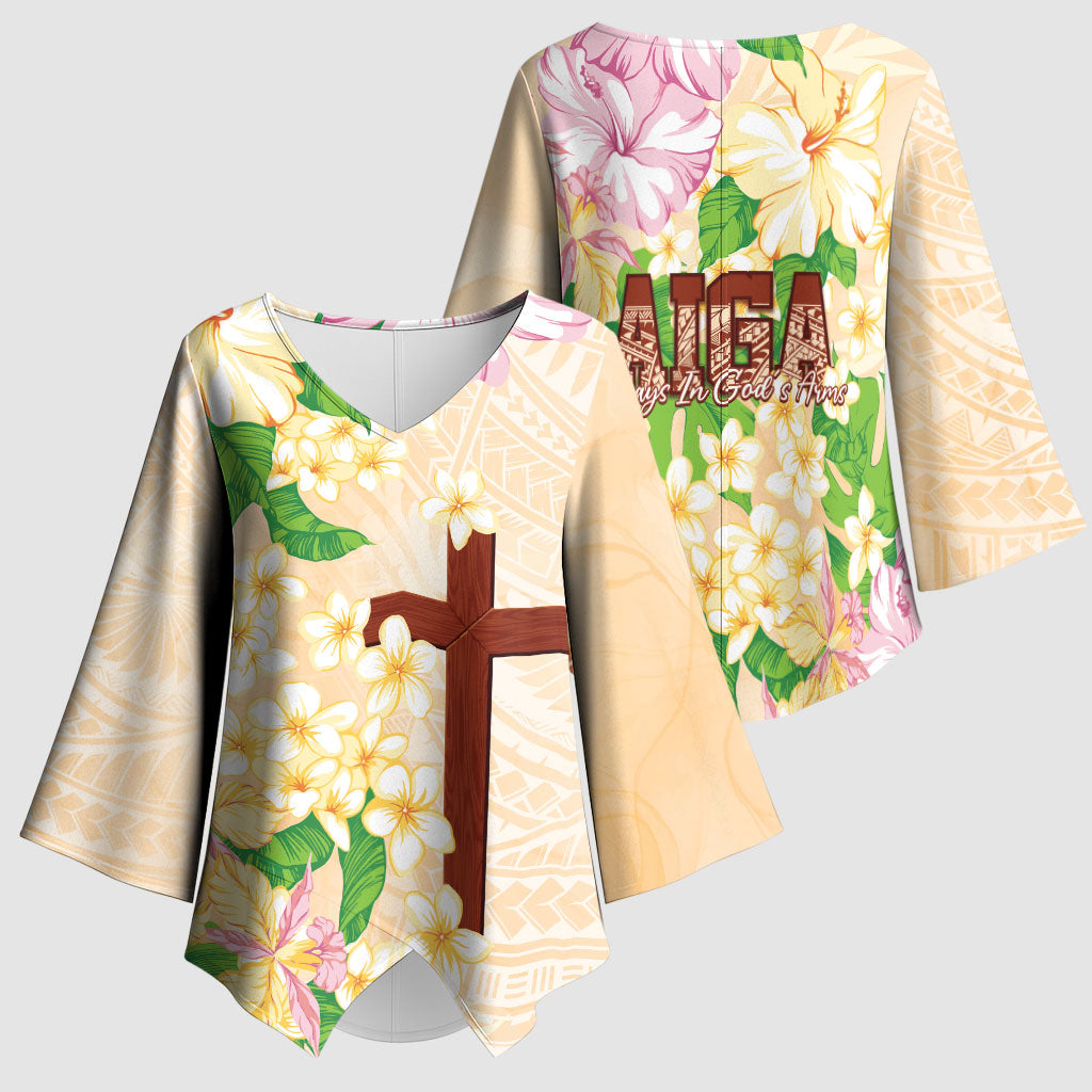 Samoa AIGA Floral Theme Kimono Sleeve Blouse Always In God's Arms LT7 - Polynesian Pride
