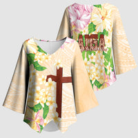 Samoa AIGA Floral Theme Kimono Sleeve Blouse Always In God's Arms LT7 - Polynesian Pride