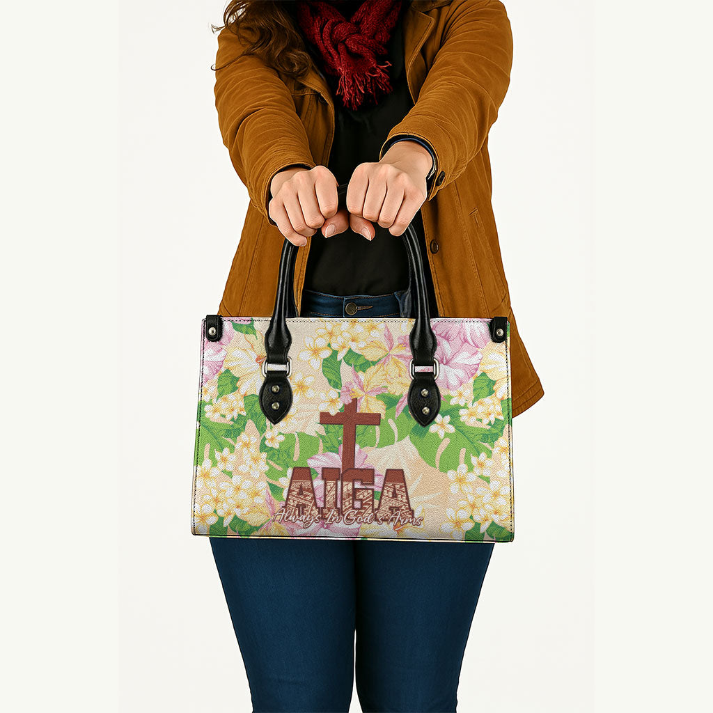 Samoa AIGA Floral Theme Leather Bag Always In God's Arms LT7 - Polynesian Pride