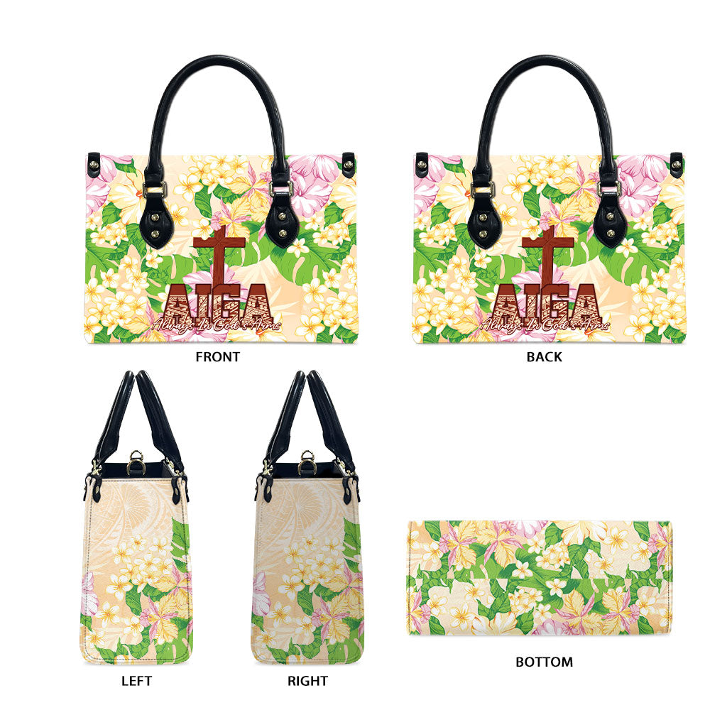 Samoa AIGA Floral Theme Leather Bag Always In God's Arms LT7 - Polynesian Pride