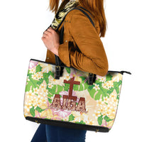 Samoa AIGA Floral Theme Leather Tote Bag Always In God's Arms LT7 Multicolor - Polynesian Pride