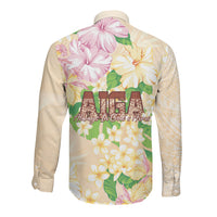 Samoa AIGA Floral Theme Long Sleeve Button Shirt Always In God's Arms LT7 - Polynesian Pride