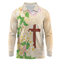 Samoa AIGA Floral Theme Long Sleeve Polo Shirt Always In God's Arms LT7 Multicolor - Polynesian Pride
