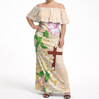 Samoa AIGA Floral Theme Off Shoulder Maxi Dress Always In God's Arms LT7 Women Multicolor - Polynesian Pride