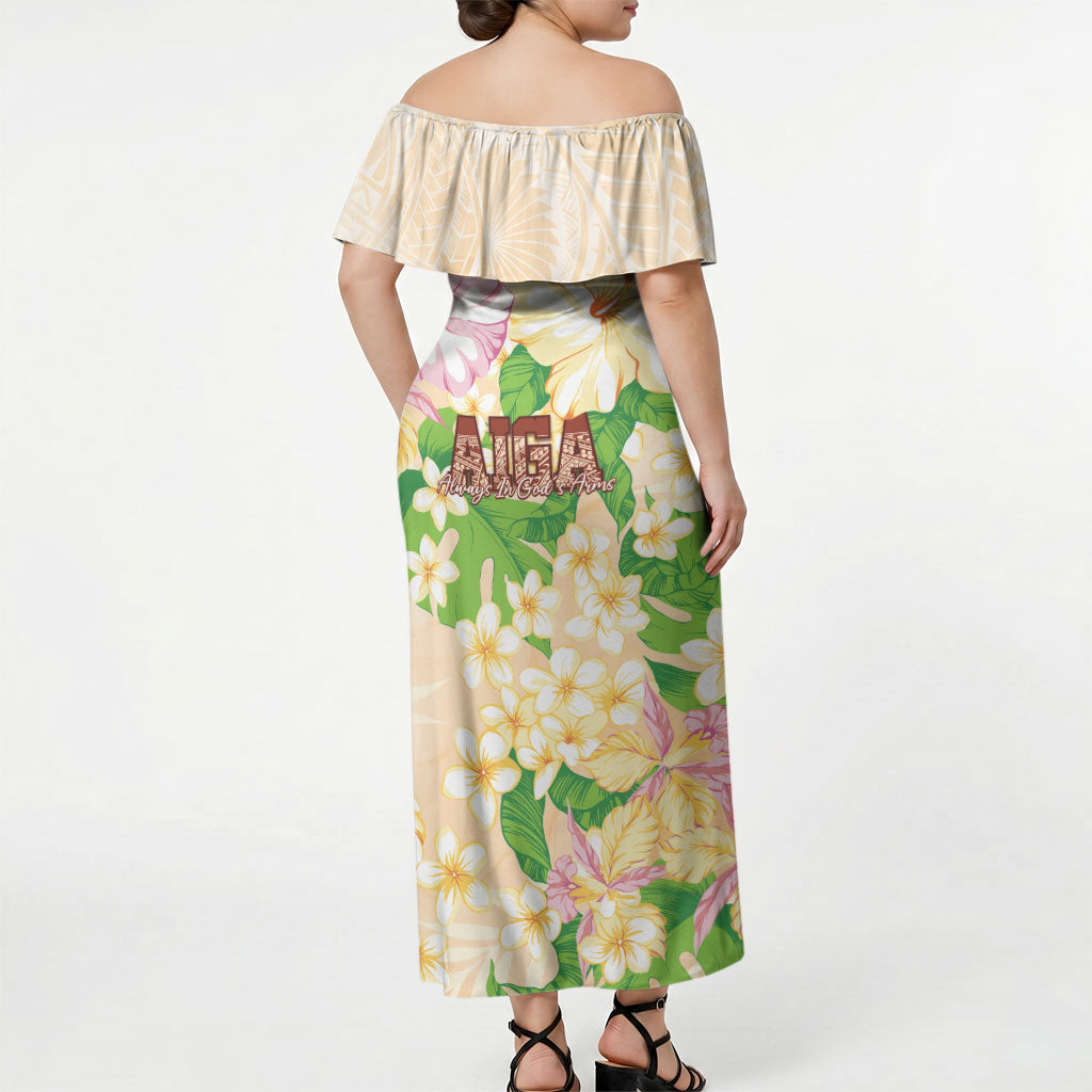 Samoa AIGA Floral Theme Off Shoulder Maxi Dress Always In God's Arms LT7 - Polynesian Pride