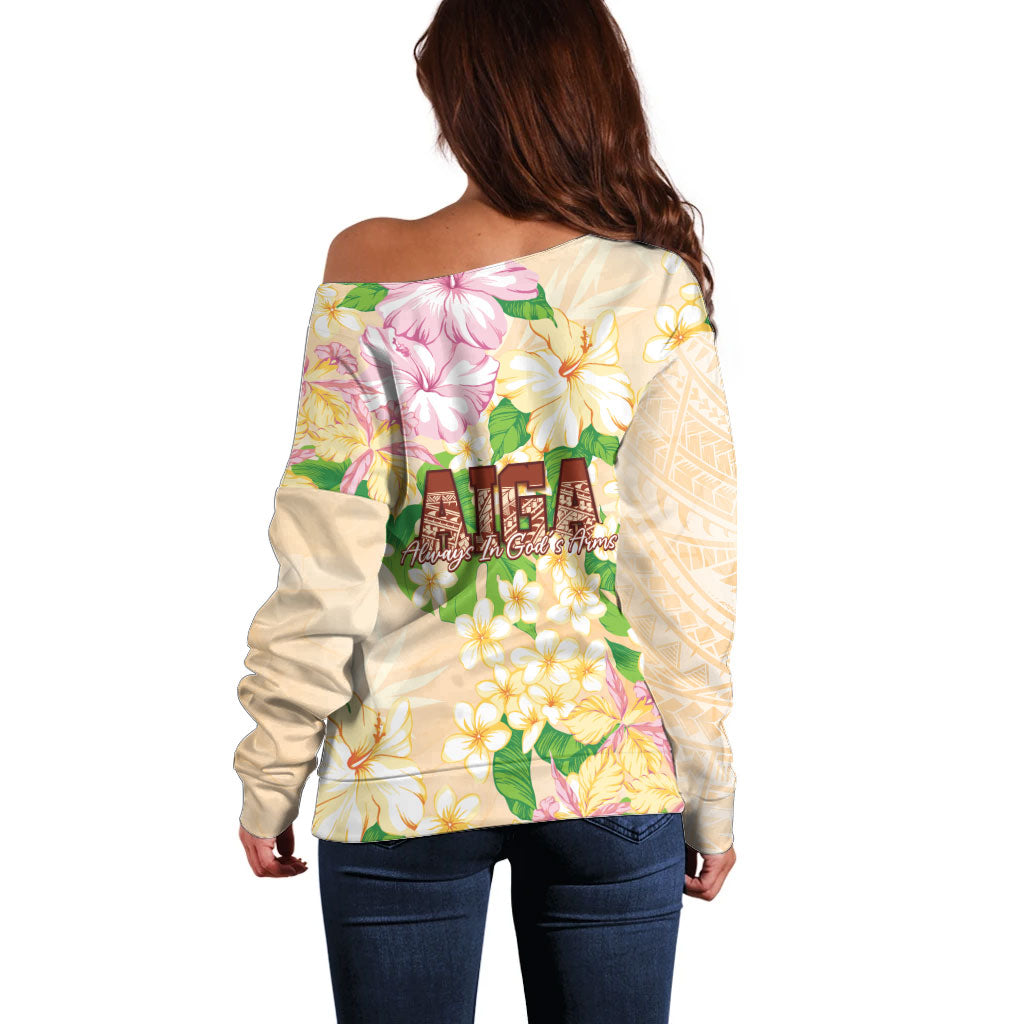 Samoa AIGA Floral Theme Off Shoulder Sweater Always In God's Arms LT7 - Polynesian Pride