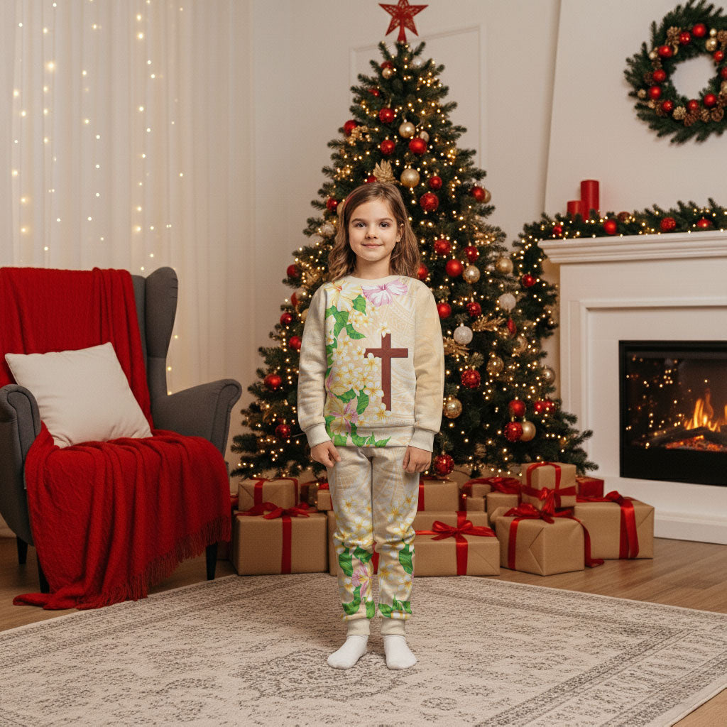 Samoa AIGA Floral Theme Christmas Pajama Set Always In God's Arms LT7 Kid Multicolor - Polynesian Pride