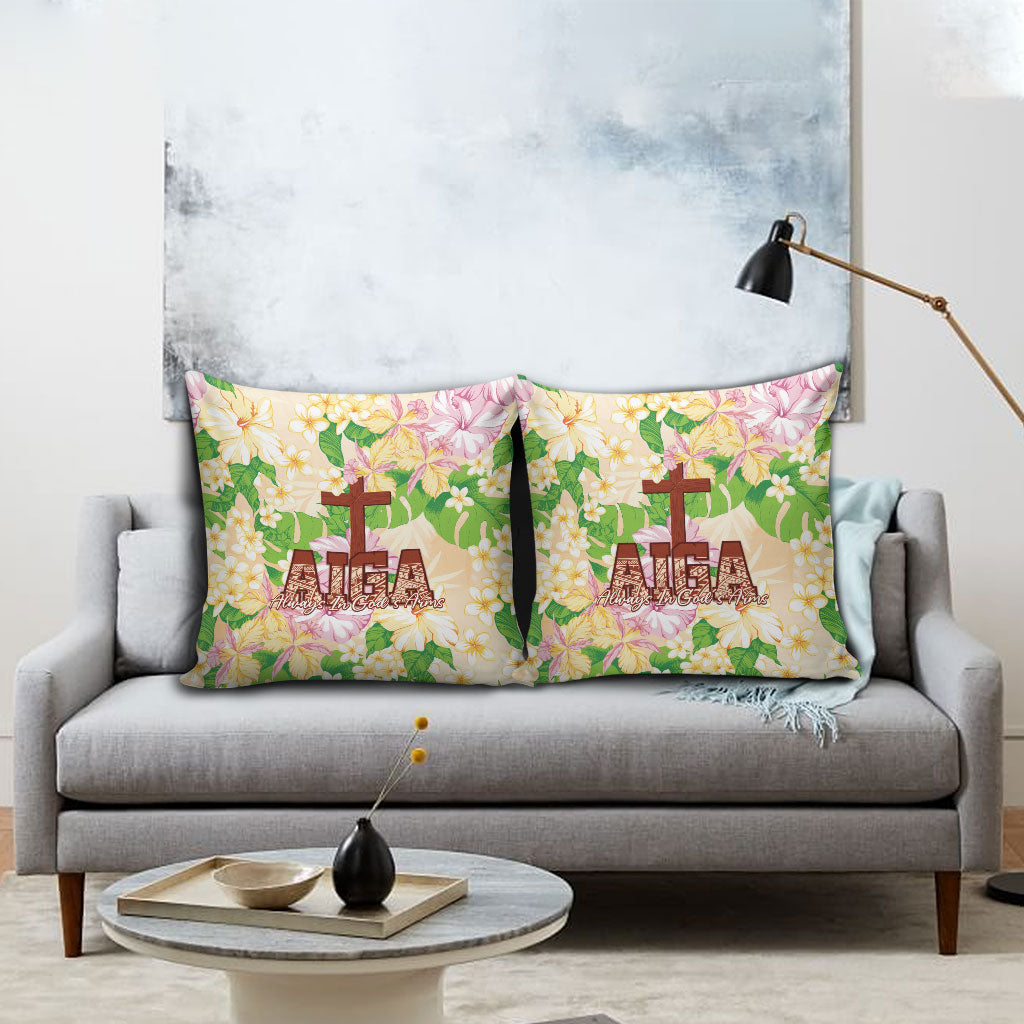 Samoa AIGA Floral Theme Pillow Cover Always In God's Arms