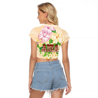 Samoa AIGA Floral Theme Raglan Cropped T Shirt Always In God's Arms LT7 - Polynesian Pride