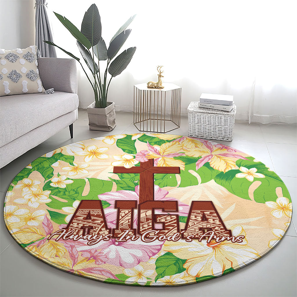 Samoa AIGA Floral Theme Round Carpet Always In God's Arms LT7 - Polynesian Pride