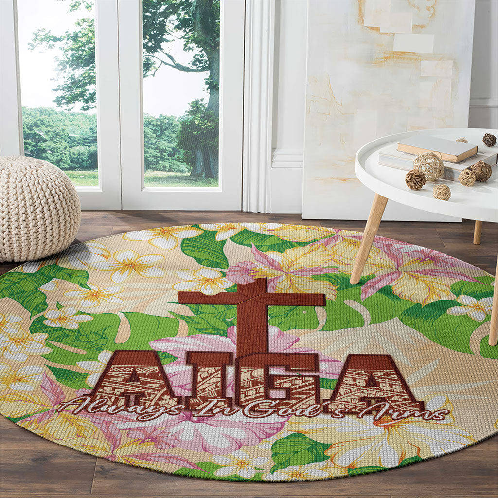 Samoa AIGA Floral Theme Round Carpet Always In God's Arms LT7 - Polynesian Pride