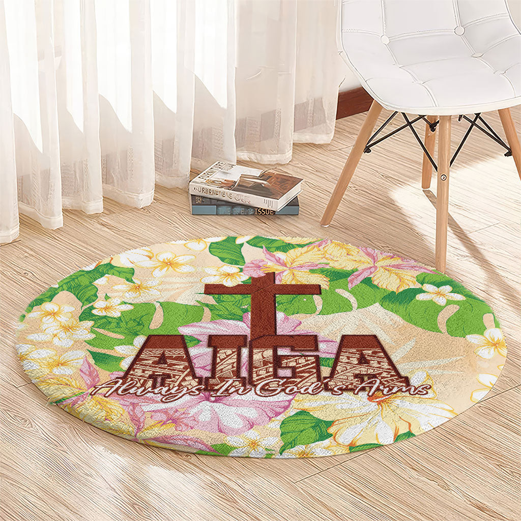 Samoa AIGA Floral Theme Round Carpet Always In God's Arms LT7 - Polynesian Pride