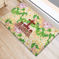 Samoa AIGA Floral Theme Rubber Doormat Always In God's Arms LT7 - Polynesian Pride