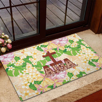 Samoa AIGA Floral Theme Rubber Doormat Always In God's Arms LT7 - Polynesian Pride