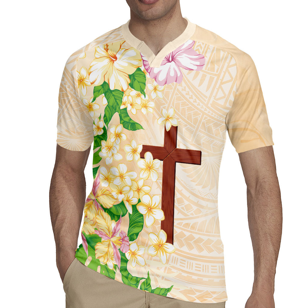 Samoa AIGA Floral Theme Rugby Jersey Always In God's Arms LT7 - Polynesian Pride