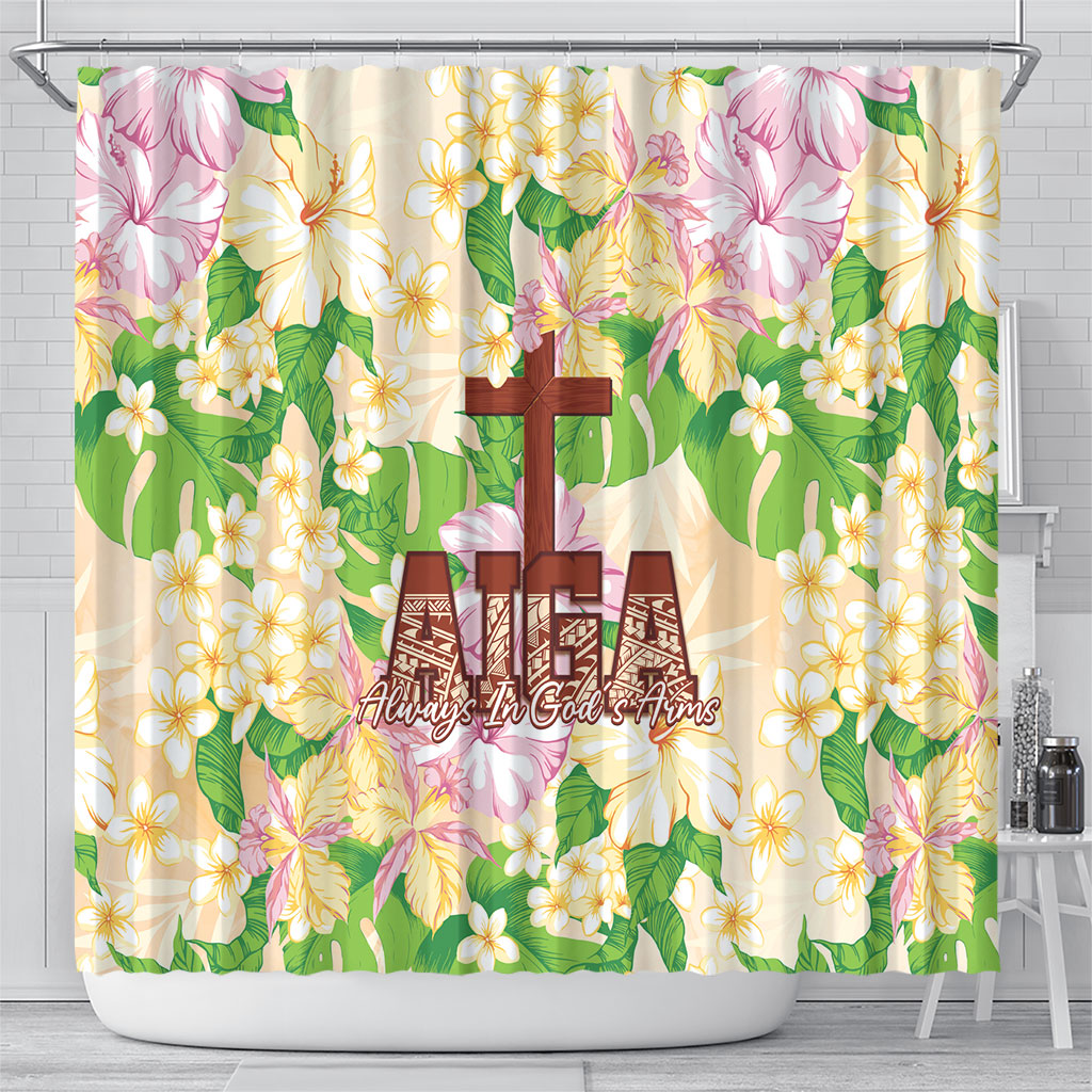 Samoa AIGA Floral Theme Shower Curtain Always In God's Arms LT7 - Polynesian Pride