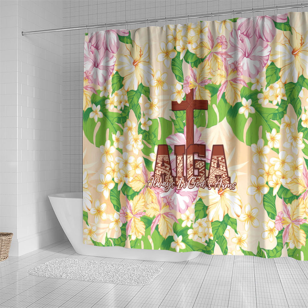 Samoa AIGA Floral Theme Shower Curtain Always In God's Arms LT7 - Polynesian Pride