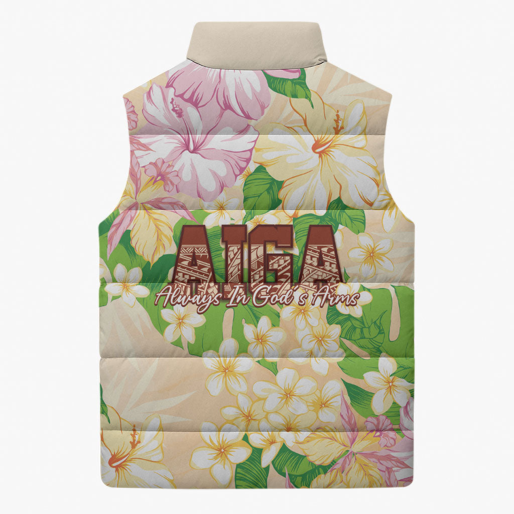 Samoa AIGA Floral Theme Sleeveless Puffer Jacket Always In God's Arms LT7 - Polynesian Pride