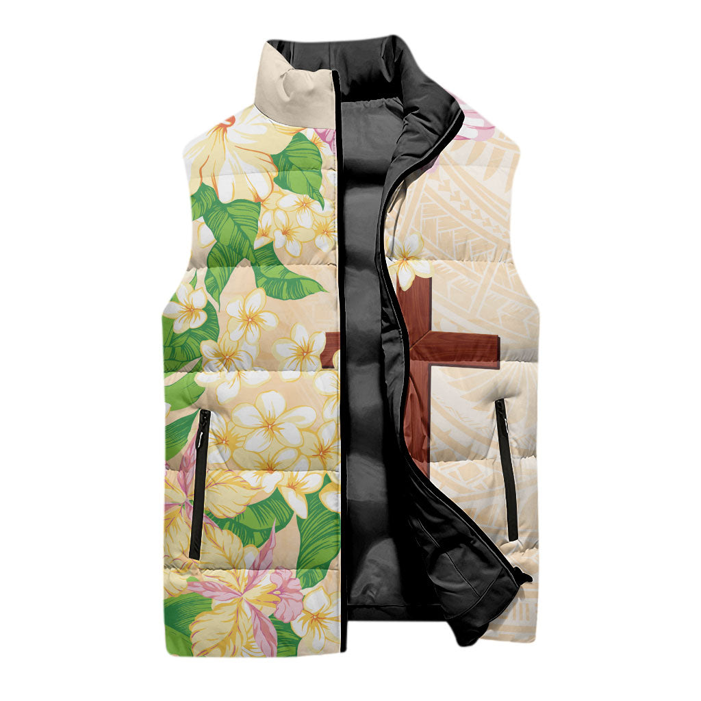 Samoa AIGA Floral Theme Sleeveless Puffer Jacket Always In God's Arms LT7 - Polynesian Pride