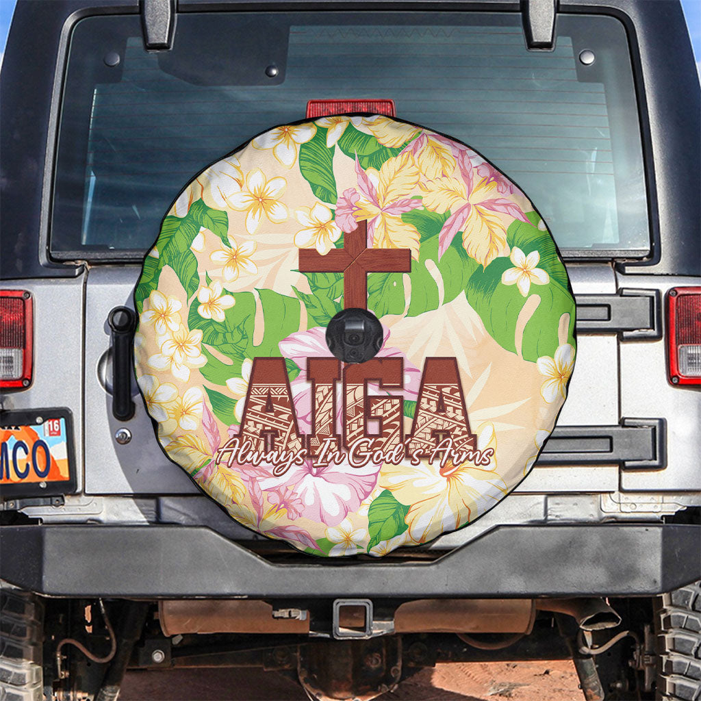 Samoa AIGA Floral Theme Spare Tire Cover Always In God's Arms LT7 Multicolor - Polynesian Pride