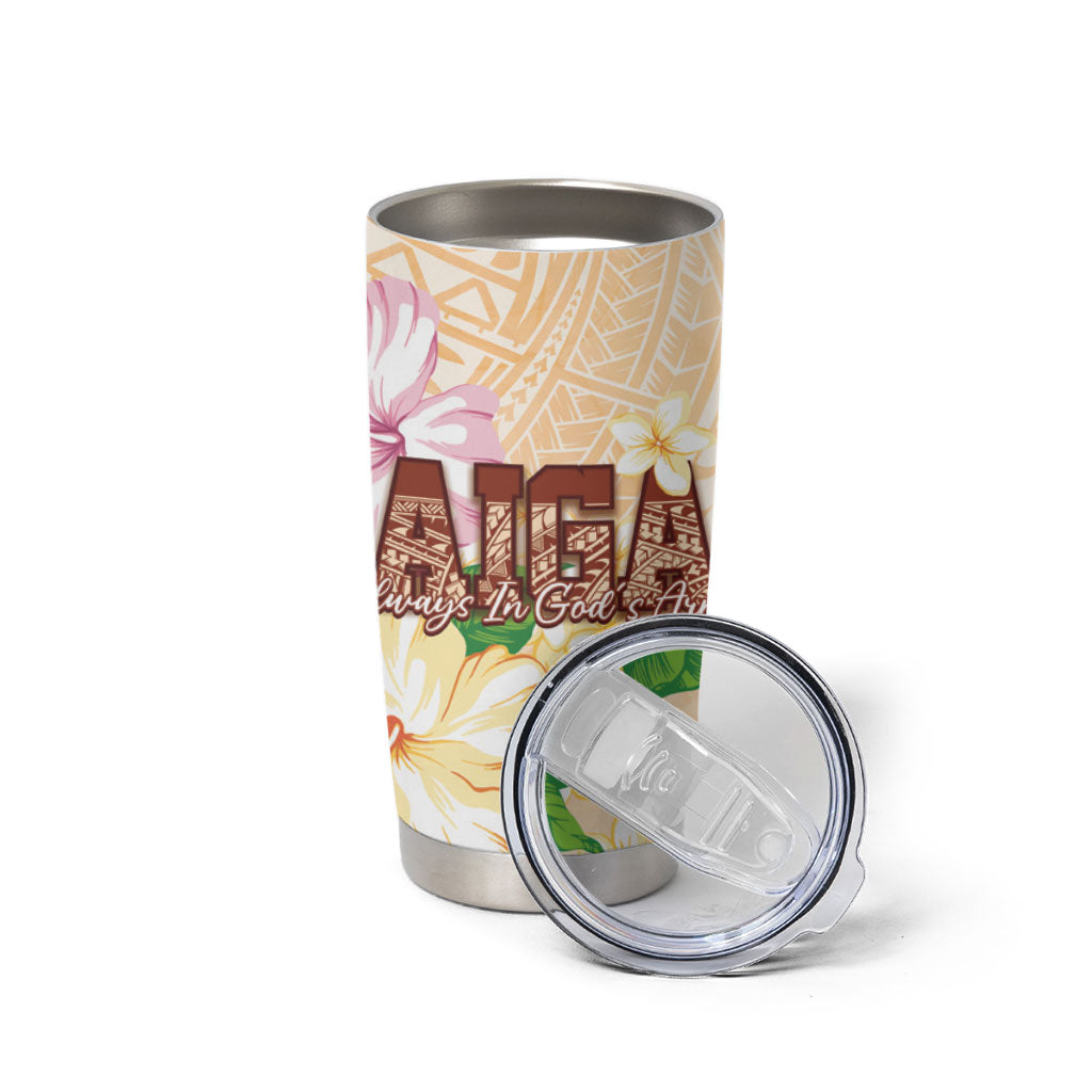 Samoa AIGA Floral Theme Tumbler Cup Always In God's Arms LT7 - Polynesian Pride