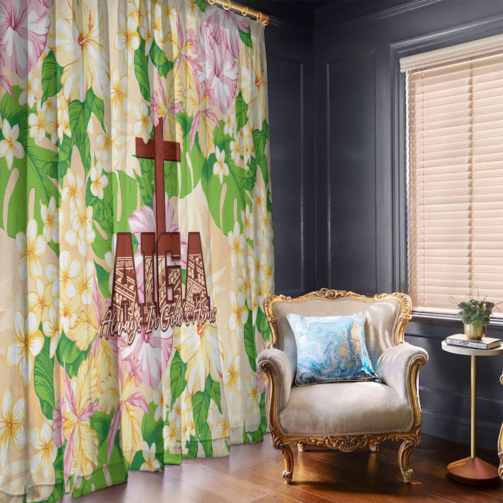 Samoa AIGA Floral Theme Window Curtain Always In God's Arms LT7 - Polynesian Pride