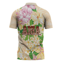 Samoa AIGA Floral Theme Zipper Polo Shirt Always In God's Arms LT7 - Polynesian Pride