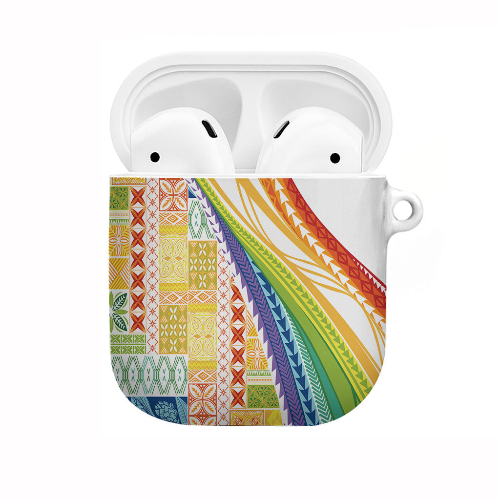 Pasifika Samoa Siapo Malu Tattoo Inspired AirPods Case Fa'afafine Rainbow Theme LT7 Multicolor - Polynesian Pride