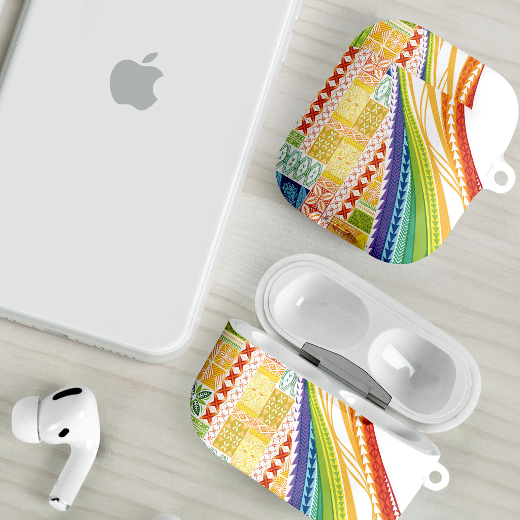 Pasifika Samoa Siapo Malu Tattoo Inspired AirPods Case Fa'afafine Rainbow Theme LT7 - Polynesian Pride