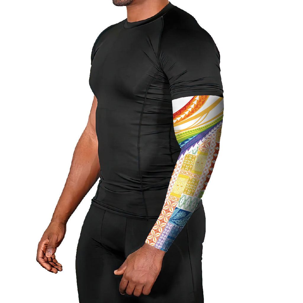 Pasifika Samoa Siapo Malu Tattoo Inspired Arm Sleeves Fa'afafine Rainbow Theme LT7 - Polynesian Pride