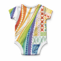 Pasifika Samoa Siapo Malu Tattoo Inspired Baby Onesie Fa'afafine Rainbow Theme LT7 - Polynesian Pride