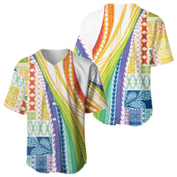 Pasifika Samoa Siapo Malu Tattoo Inspired Baseball Jersey Fa'afafine Rainbow Theme LT7 - Polynesian Pride