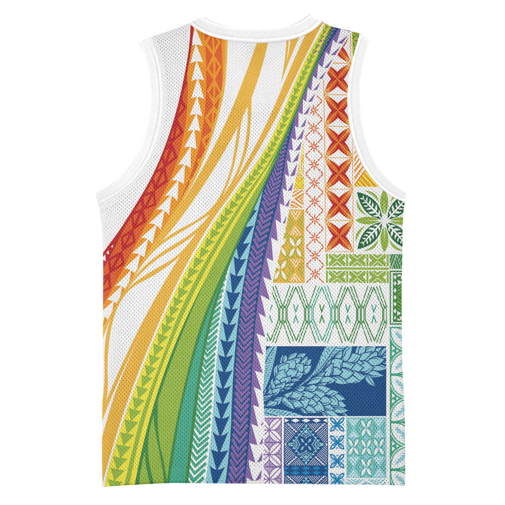 Pasifika Samoa Siapo Malu Tattoo Inspired Basketball Jersey Fa'afafine Rainbow Theme LT7 - Polynesian Pride