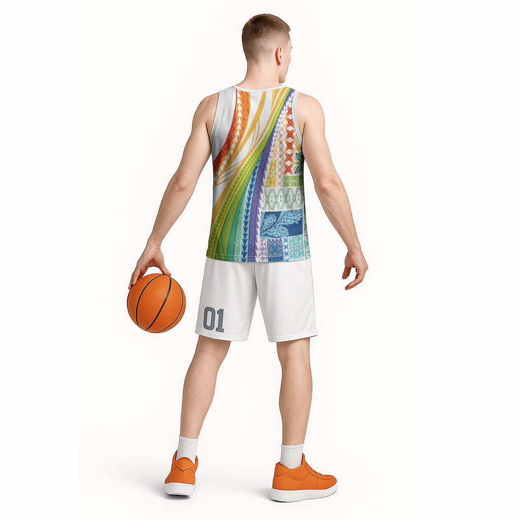 Pasifika Samoa Siapo Malu Tattoo Inspired Basketball Jersey Fa'afafine Rainbow Theme LT7 - Polynesian Pride
