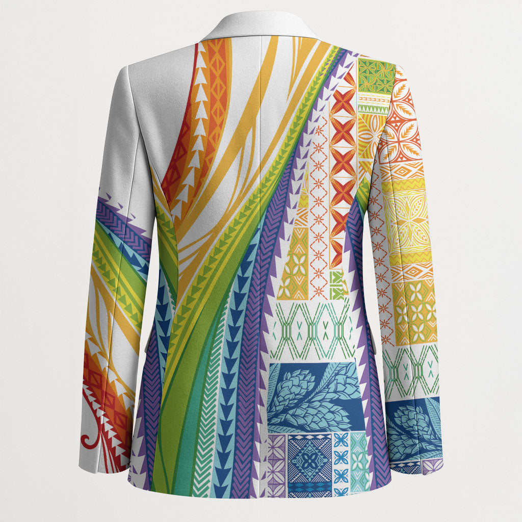 Pasifika Samoa Siapo Malu Tattoo Inspired Blazer Fa'afafine Rainbow Theme