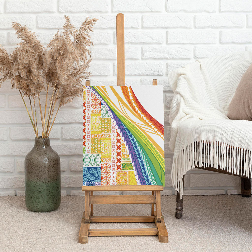 Pasifika Samoa Siapo Malu Tattoo Inspired Canvas Wall Art Fa'afafine Rainbow Theme LT7 - Polynesian Pride