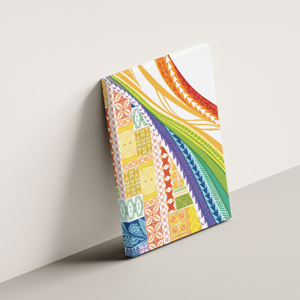 Pasifika Samoa Siapo Malu Tattoo Inspired Canvas Wall Art Fa'afafine Rainbow Theme LT7 - Polynesian Pride
