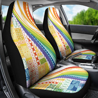 Pasifika Samoa Siapo Malu Tattoo Inspired Car Seat Cover Fa'afafine Rainbow Theme LT7 - Polynesian Pride
