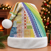Pasifika Samoa Siapo Malu Tattoo Inspired Christmas Santa Hat Fa'afafine Rainbow Theme LT7 Without Fur Multicolor - Polynesian Pride