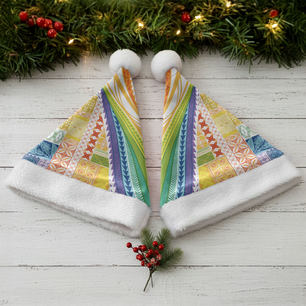 Pasifika Samoa Siapo Malu Tattoo Inspired Christmas Santa Hat Fa'afafine Rainbow Theme LT7 - Polynesian Pride