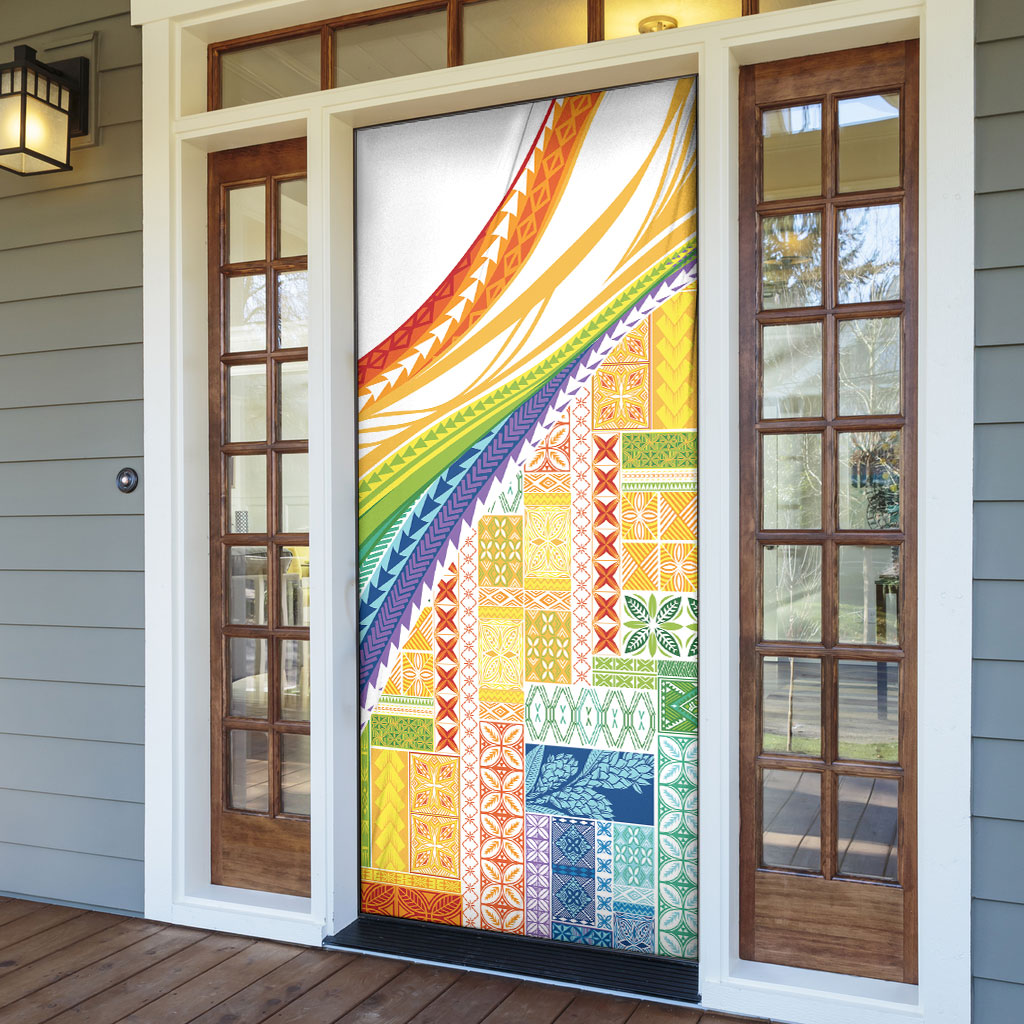 Pasifika Samoa Siapo Malu Tattoo Inspired Door Cover Fa'afafine Rainbow Theme LT7 - Polynesian Pride