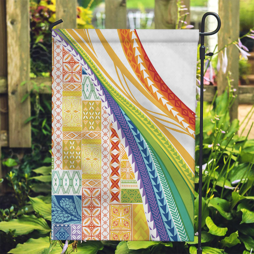 Pasifika Samoa Siapo Malu Tattoo Inspired Garden Flag Fa'afafine Rainbow Theme LT7 Garden Flag Multicolor - Polynesian Pride