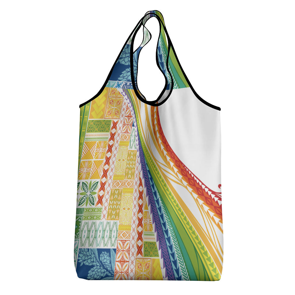 Pasifika Samoa Siapo Malu Tattoo Inspired Grocery Bag Fa'afafine Rainbow Theme LT7 - Polynesian Pride