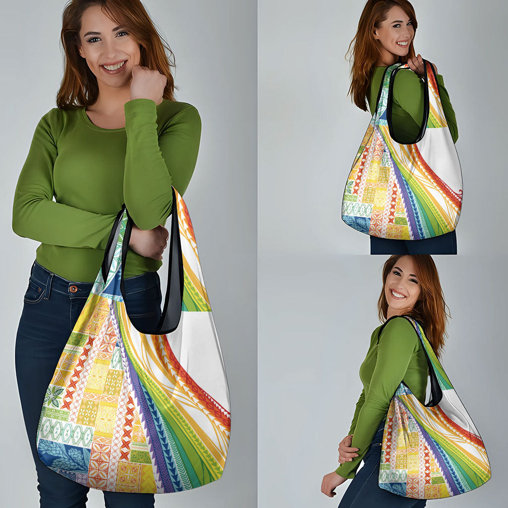 Pasifika Samoa Siapo Malu Tattoo Inspired Grocery Bag Fa'afafine Rainbow Theme LT7 - Polynesian Pride