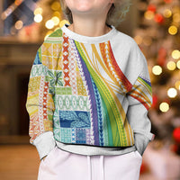 Pasifika Samoa Siapo Malu Tattoo Inspired Kid Ugly Christmas Sweater Fa'afafine Rainbow Theme LT7 - Polynesian Pride