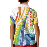 Pasifika Samoa Siapo Malu Tattoo Inspired Kid Polo Shirt Fa'afafine Rainbow Theme LT7 - Polynesian Pride