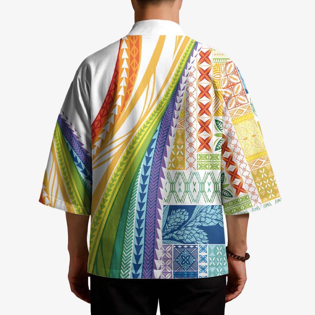 Pasifika Samoa Siapo Malu Tattoo Inspired Kimono Fa'afafine Rainbow Theme